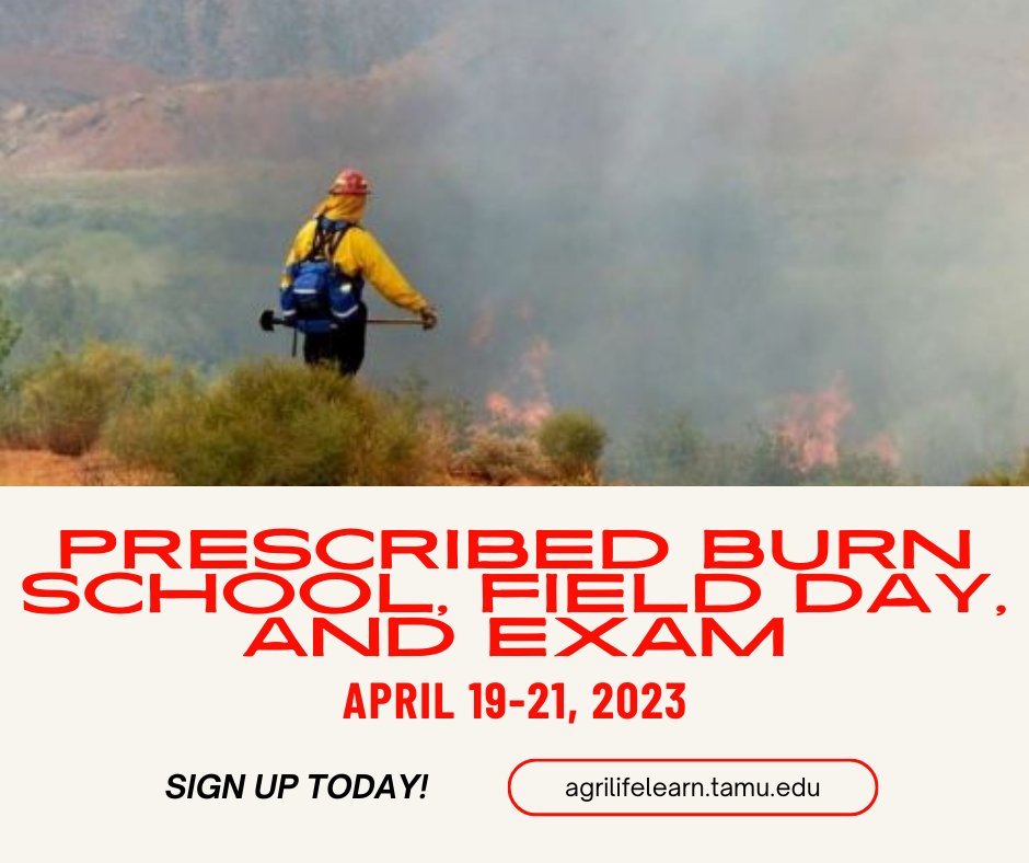 Join us for a Fire Field Day that will qualify for the in-person prescribed burn field day for the Texas Department of Agriculture Certified and Insured Prescribed Burn Manager license program.  Get 6 Continuing Fire Training credits for licensed CIPBMs.
bit.ly/3KMIw7T