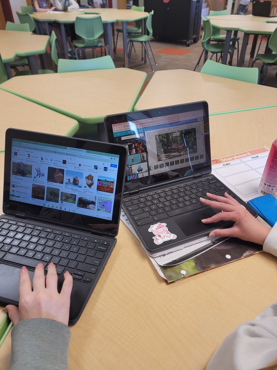 CC_MS_Library's tweet image. It&apos;s a fun career connections day! Students are using the magic of Canva to create their own videos using special green screen effects! @canva @CCCSD_MS