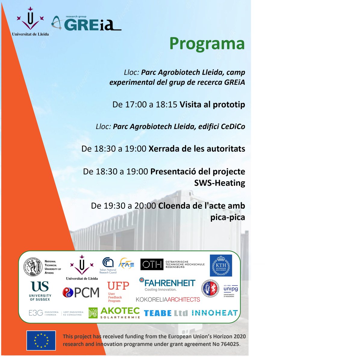 This Thursday, April 13th <a href="/greiaudl/">GREiA</a> <a href="/UdL_RDI/">Recerca i Transferència UdL</a>  is organizing a free workshop at the Parc Agrobiotech, Lleida (Spain) to show the SWS-Heating prototype of the novel #seasonal #themalenergystorage! For more info you may contact GREiA research group greia.udl.cat