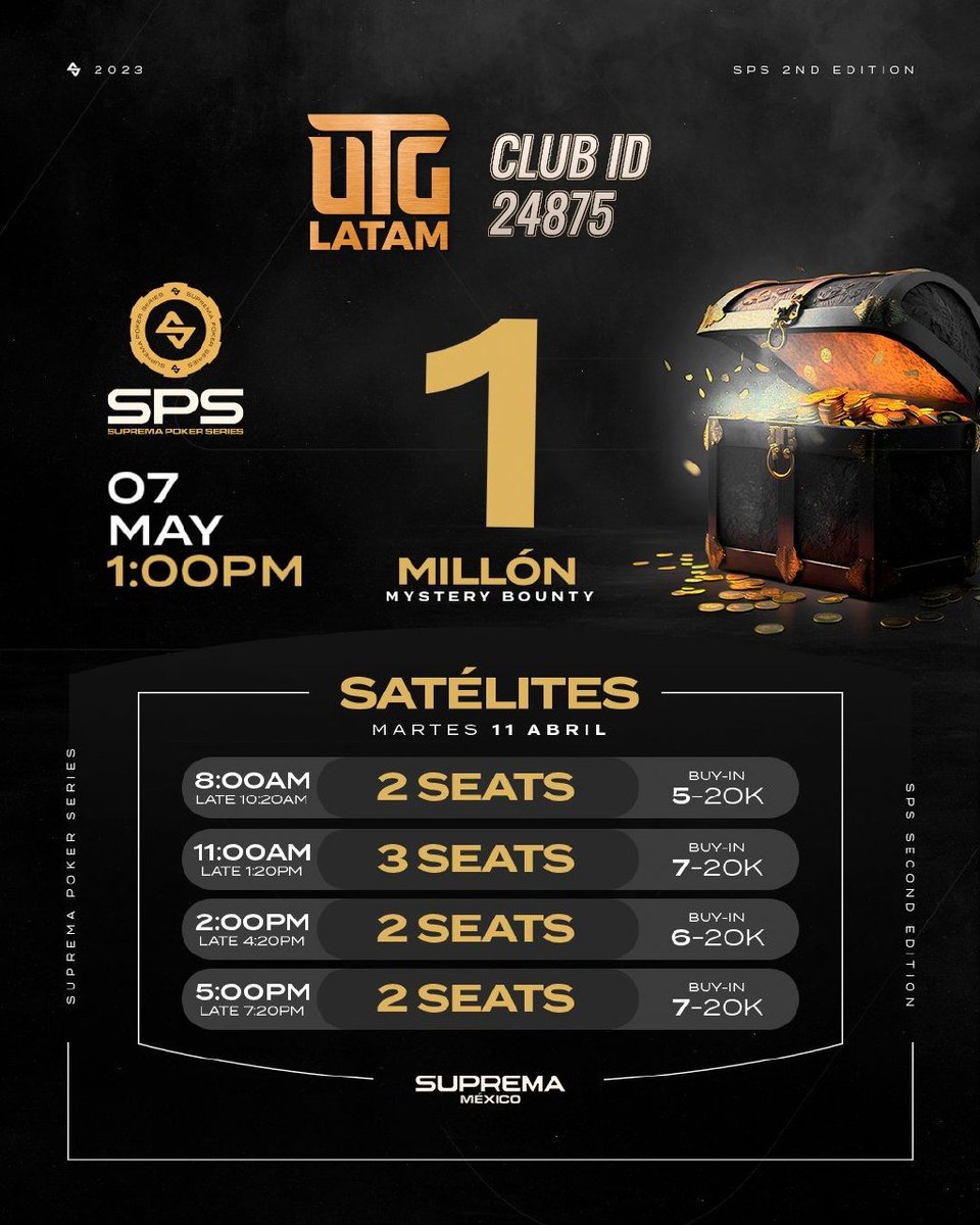 utgmx's tweet photo. ¿Estás listo para "1 millón mystery bounty" en SUPREMA?
No te pierdas los SATÉLITES que diario tenemos para ti   💥

Descarga:  https://t.co/FZcr9h3eGY
#UTGLATAM #SupremaPoker https://t.co/SJb1BBQgS5