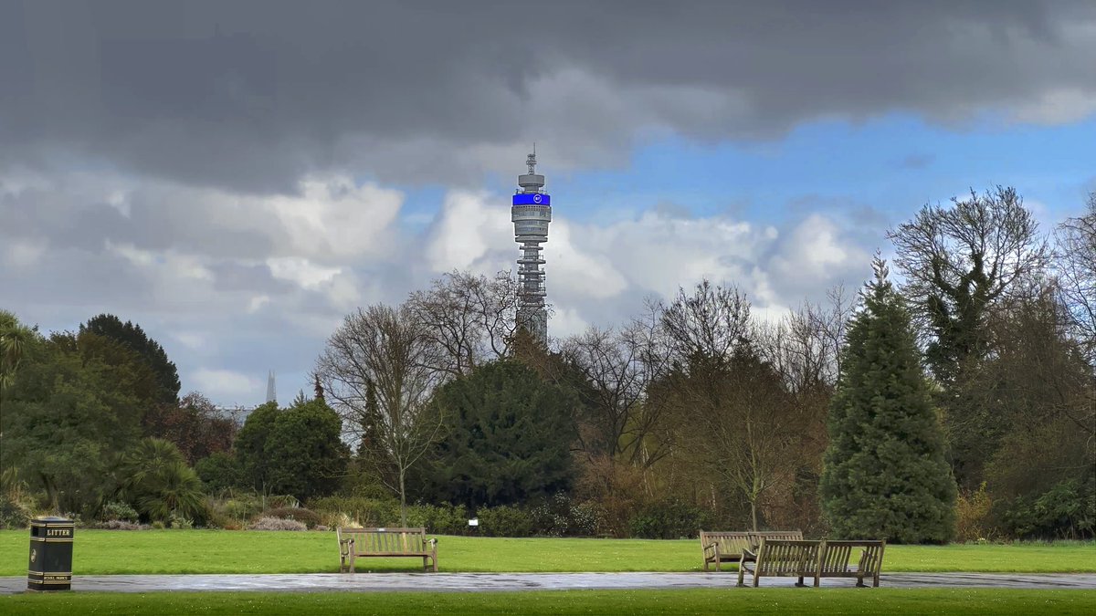 BT tower in Queen Mary’s rose garden in London on a rather stormy day. #visitlondon #londonweather #photograghy