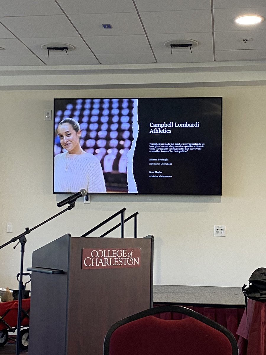 CofC_GameDayOps's tweet photo. So honored to celebrate Campbell today at the Student Employee of the Year Brunch! 

@CofC_GameDayOps would not be where we are today without Campbell’s hard work, dedication and relentless pursuit of world-class work!

Thank you @camlombardi2 for all you do! https://t.co/sv4Qz7nH6G