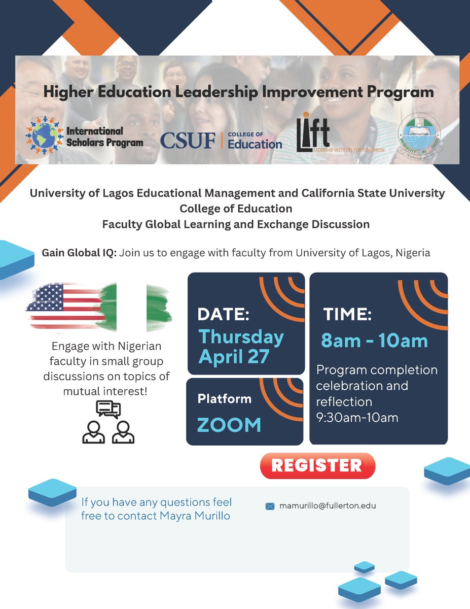 Please join us to engage with faculty from the University of Lagos, Nigeria! The event will take place on Thursday, April 27th from 8 am to 10 am via Zoom. We hope to see you there!