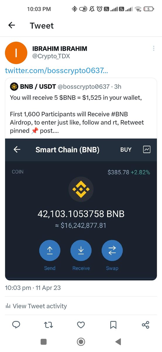 Crypto_TDX's tweet photo. @bosscrypto0637 0xced617a7dff46440beec2f3f58cc82823acc4b4d https://t.co/GhvNOpYVff