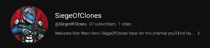SiegeOC's tweet photo. Attention all Star Wars fans! My YouTube channel @SiegeOfClones is your go-to source for all things Star Wars! Consider checking out my channel &amp; subscribing as we are 33 Subscribers away from 50! https://t.co/21xFMI1o4s ♥ &amp; 🔃 are much appreciated! https://t.co/fAh3YRwpQk