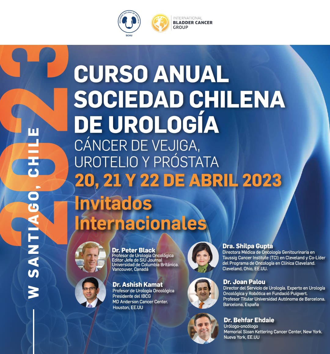 9 dias para Curso Anual de la Sociedad Chilena de Urologia — Oportunidad unica de discutir Urologia Oncologica con expertos de primera linea! Inscripciones cursourologia.cl/inscripcion @BehfarEhdaieMD @IBCG_BladderCA @Urolchi @UroDocAsh @pcvblack @joanfundi @shilpaonc #CursoSCHU2023