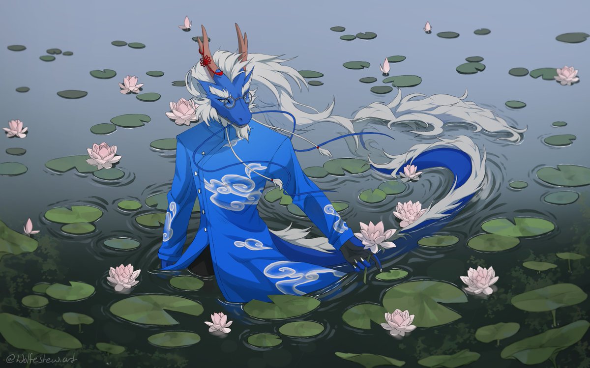 Finished full illustration commission for <a href="/vibedragon_/">vibedragon.bsky.social</a> of their beautiful character! Timelaspe video is up on my YouTube channel!