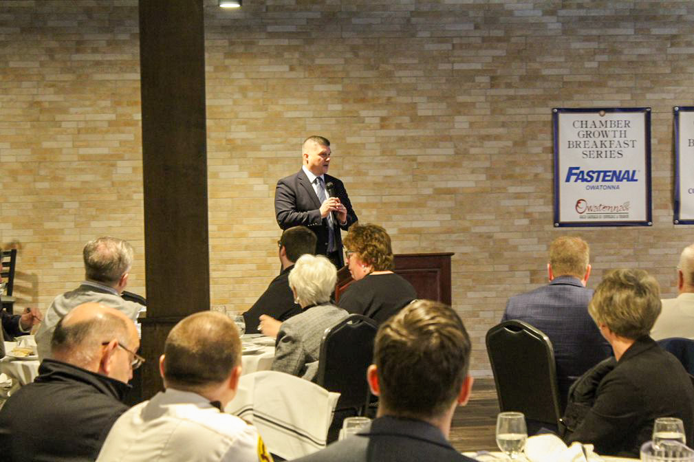 Honored to speak at this month's <a href="/OwatonnaChamber/">Owatonna Chamber</a> lunch and take questions from business owners and community leaders on issues facing our country today. In Congress, I am committed to championing policies that support small businesses and help our rural communities thrive.