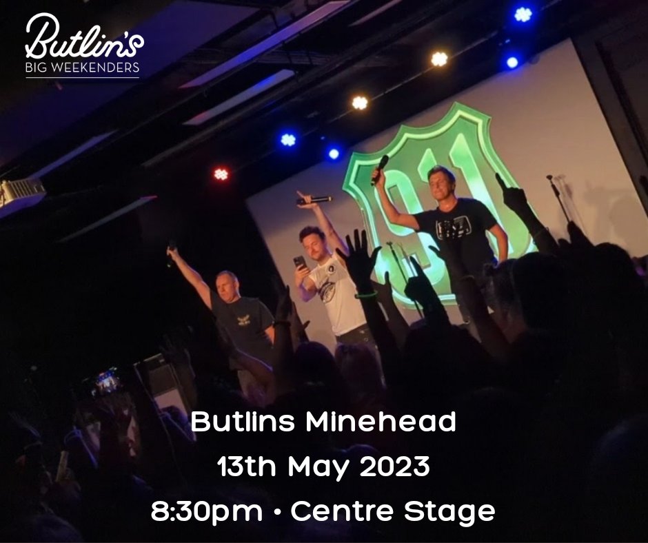 Tonight the boys will be performing at Butlins Minehead for the Big Weekender 🎶

Catch them at 8:30pm in Centre Stage!