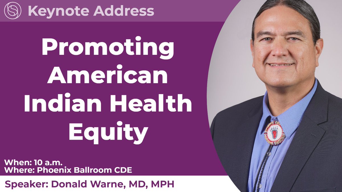 Don’t miss this morning’s #SBM2023 keynote speaker @donaldwarnemd. Hear how the health challenges faced by American Indian communities have historical and behavioral causes and can be addressed by behavioral and systemic solutions focused on equity! 10 am in Phoenix Ballroom CDE