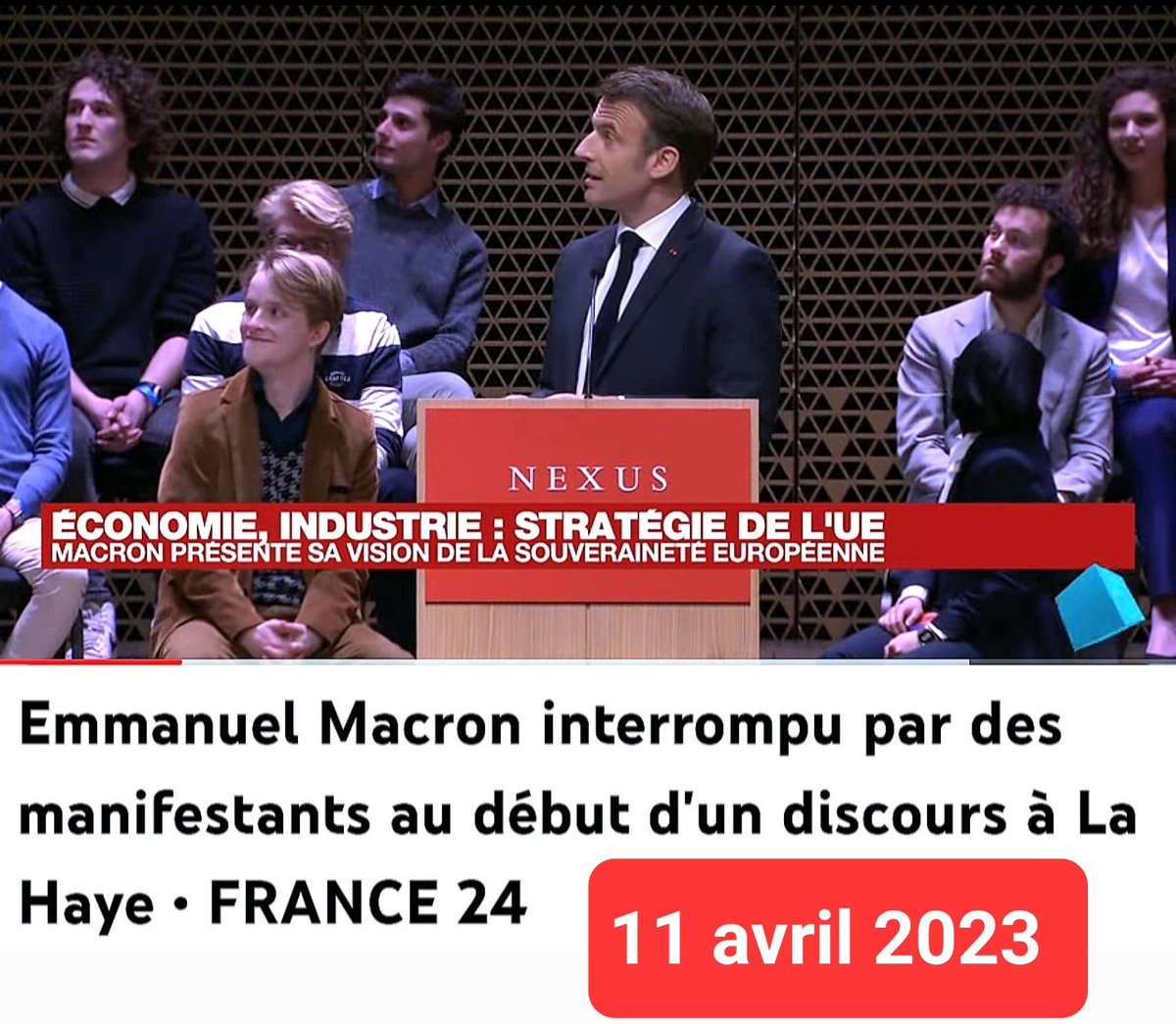 f_asselineau's tweet photo. 🇳🇱MACRON «PRÉSIDENT DE LA VIOLENCE ET DE L'HYPOCRISIE»!
C'est ainsi que Macron a été conspué et interrompu par des manifestants néerlandais ce 11/4/23,alors qu'il commençait un discours à La Haye.
⚠️En France comme à l'étranger, Macron provoque le scandale
https://t.co/YZj6ExYvFM https://t.co/d1DSOKLpNu
