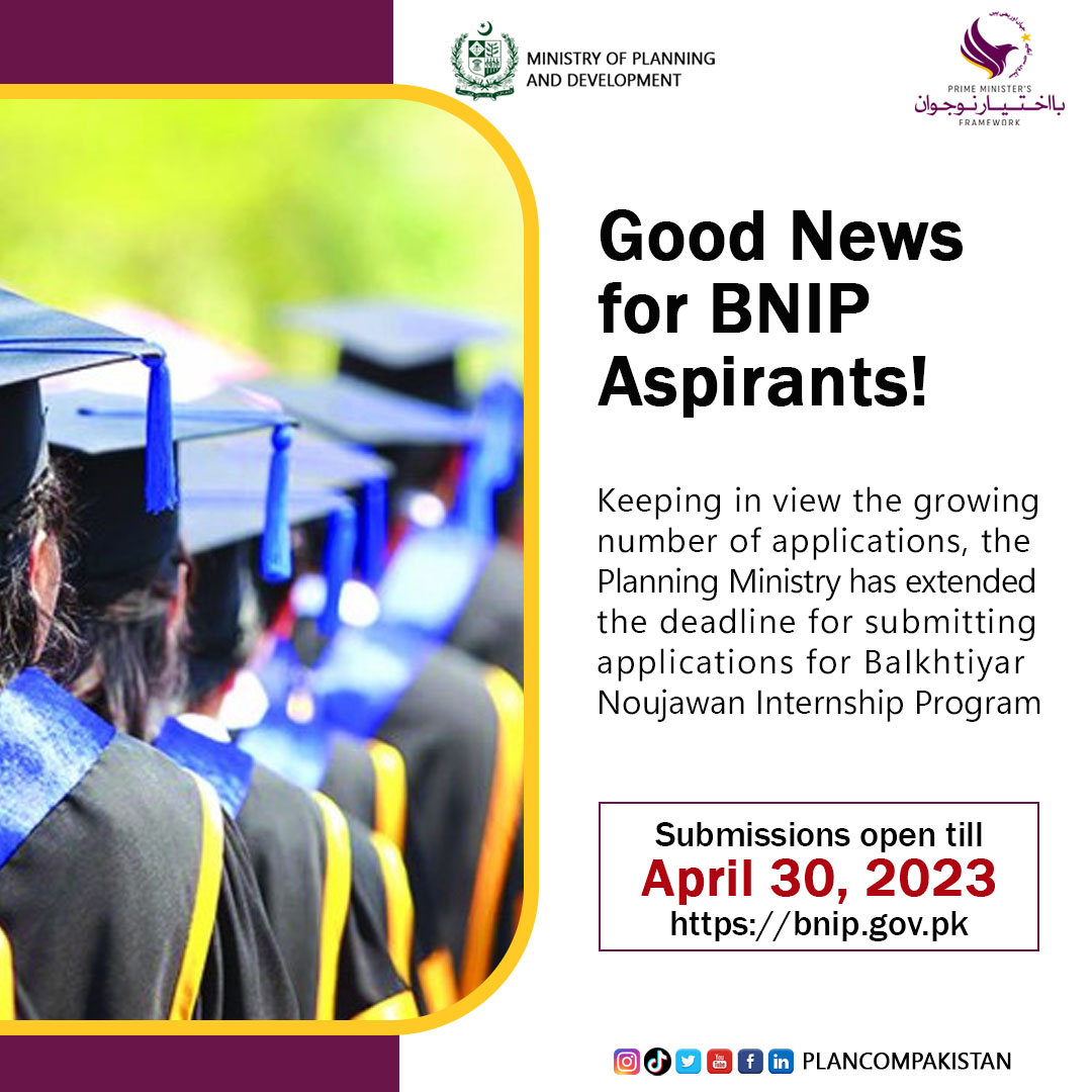 CPEC_UPDATE's tweet photo. Great news for #BNIP aspirants!
Keeping in view the growing number of applications, @PlanComPakistan Ministry has extended deadline for submitting applications for BNIP to 30 April 2023
👉Hurry up! Don't let this opportunity slip away.Apply right now at https://t.co/INiDpdjxjh https://t.co/Z8HGuGS5r1