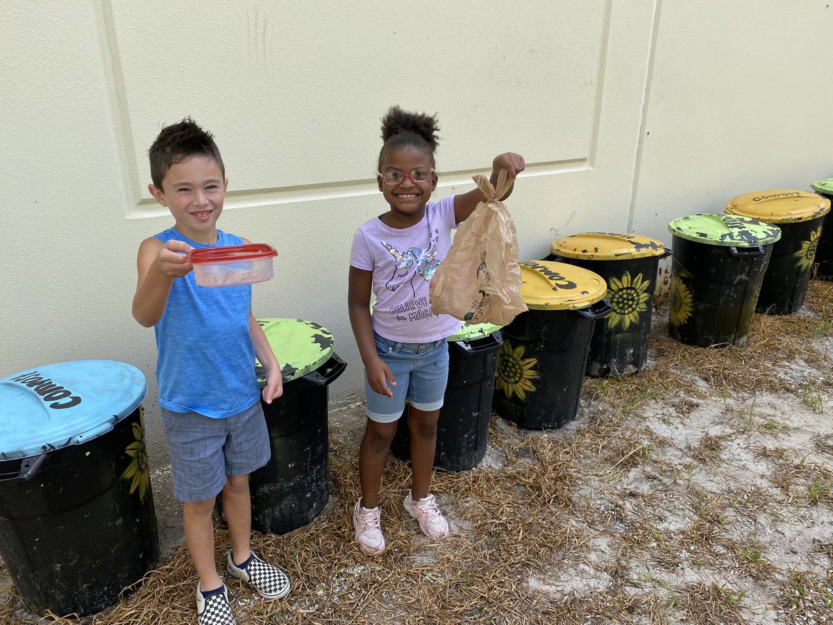 Two of our #FoodWasteWarriors brought scraps from home for our school compost bins! Way to go! @arborridgek8 #FoodWastePreventionWeek @OCPSGreen @OCPSnews