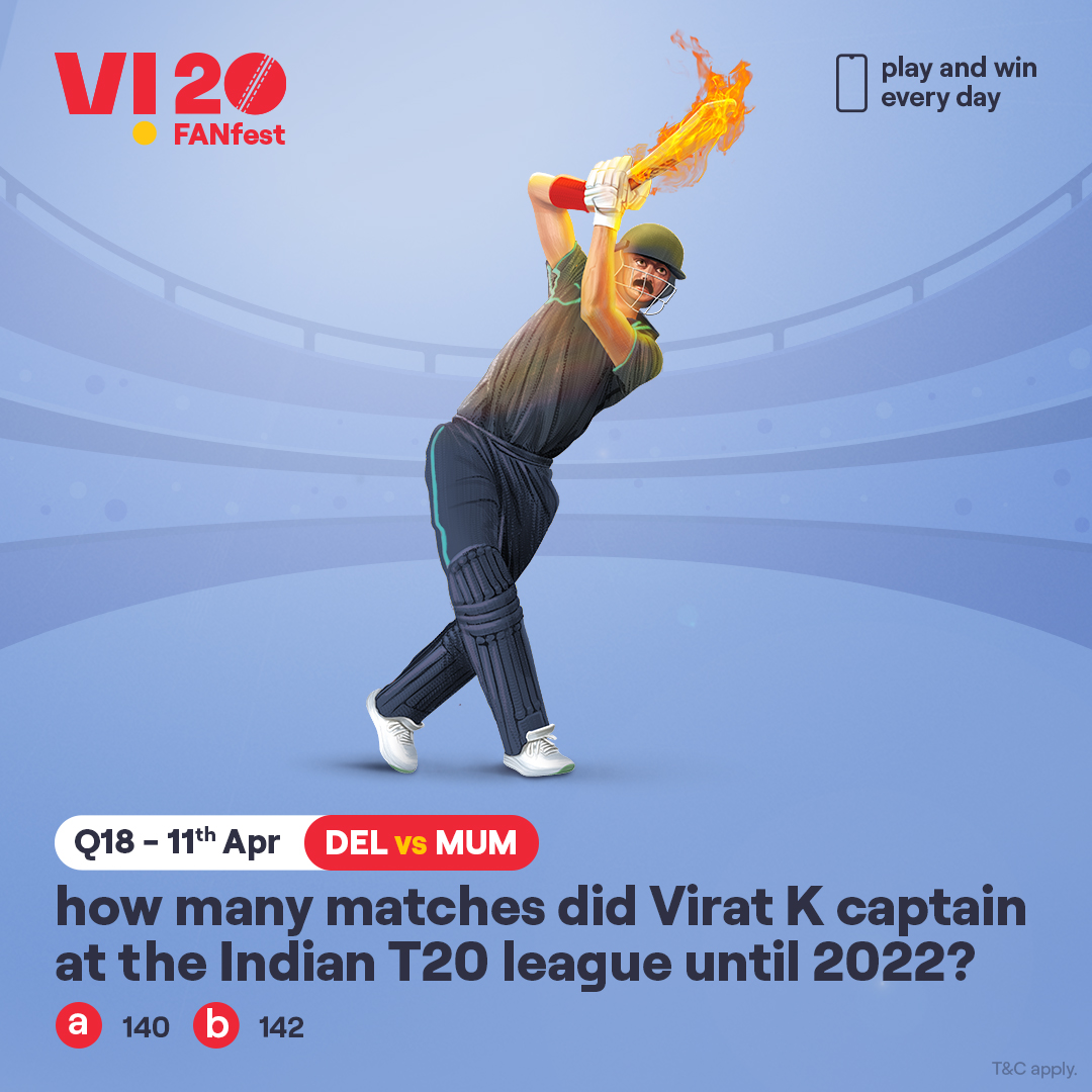 ViCustomerCare's tweet photo. Here’s your chance to win the hottest prizes. Comment #Vi20FANFest with the right answer to all the questions today and stand a chance to win big – a📱every day. The one who gets the most questions right this season will get 2 tickets to the finale. #ContestAlert #Cricket https://t.co/36xFK1QpgV