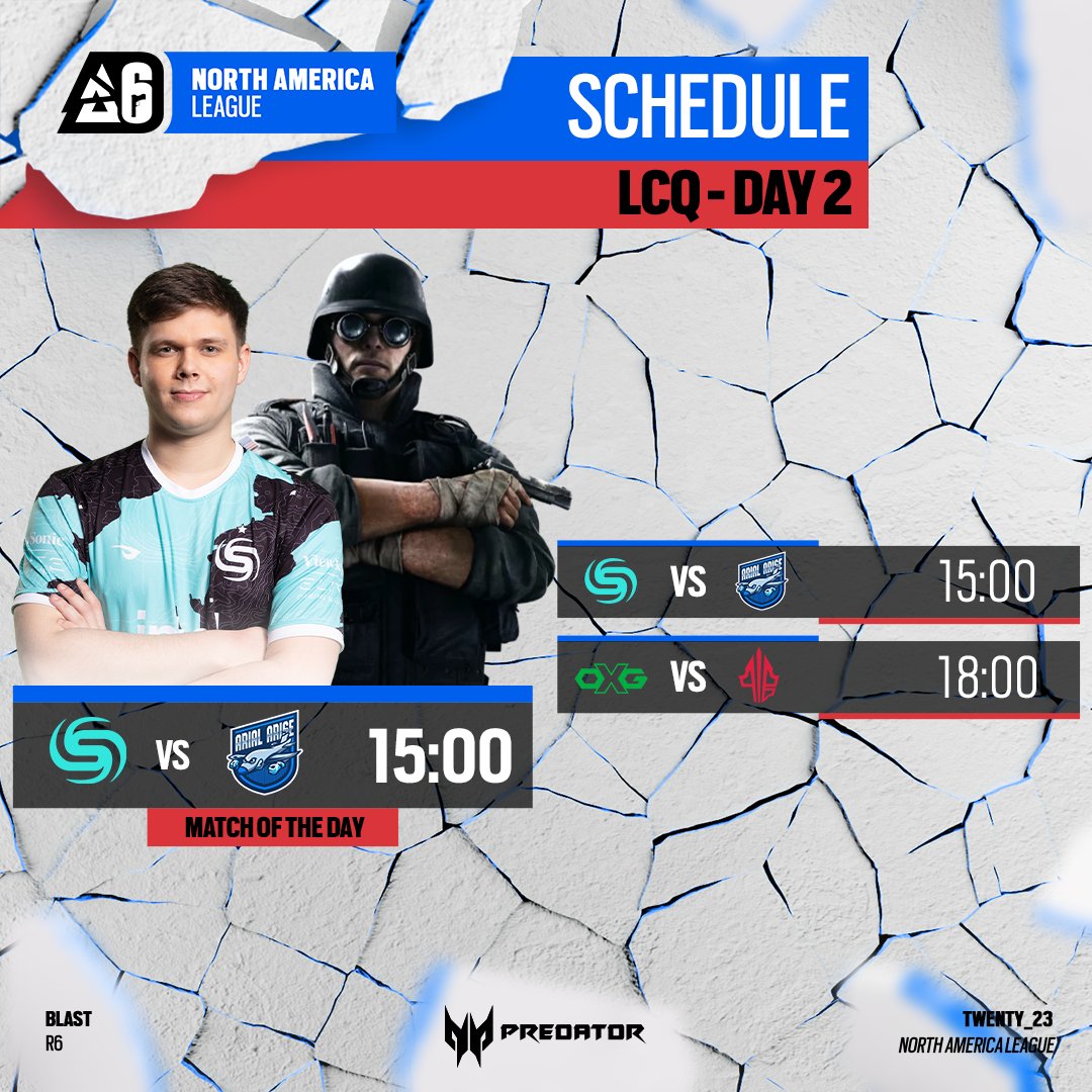 Here is the schedule for Day 2 of the #BLASTR6 NA LCQ

We'll see you all soon!

[ All times are in ET ]