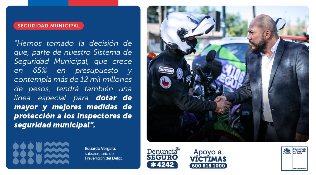 SubPrevDelito's tweet photo. 📢No solo se refuerza el trabajo de nuestras policías por #MásSeguridad, sino también la importante labor que llevan adelante los inspectores municipales. 

🦺El Sistema Nacional de Seguridad Municipal incluye importantes recursos para dotarlos de más implementos de #Seguridad https://t.co/XihN8nId5U