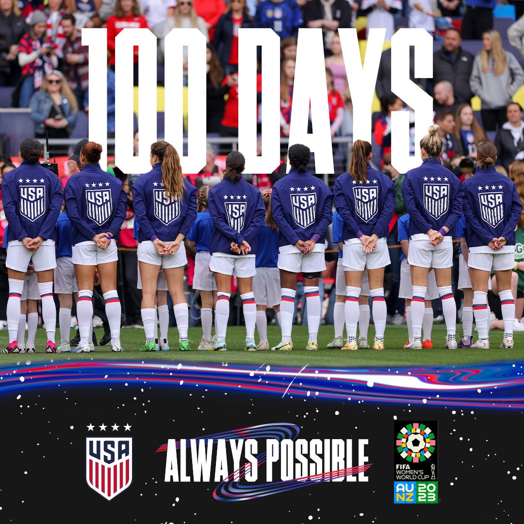 USWNT's tweet photo. The countdown is on.⌚️

1️⃣0️⃣0️⃣ days to go! https://t.co/66PxAYvcXe