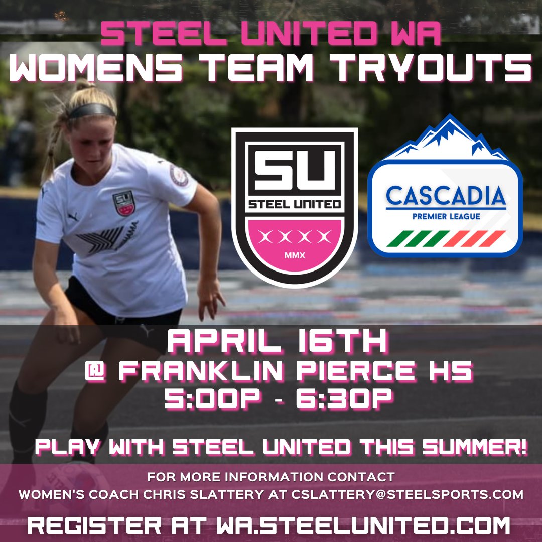 The Steel United Adult program also offers Steel United alumni the opportunity to continue playing/representing our club.

2023 STEEL UNITED Women's Team - CPL League Tryouts 
April 16th @ Franklin Pierce HS 5:00p - 6:30p