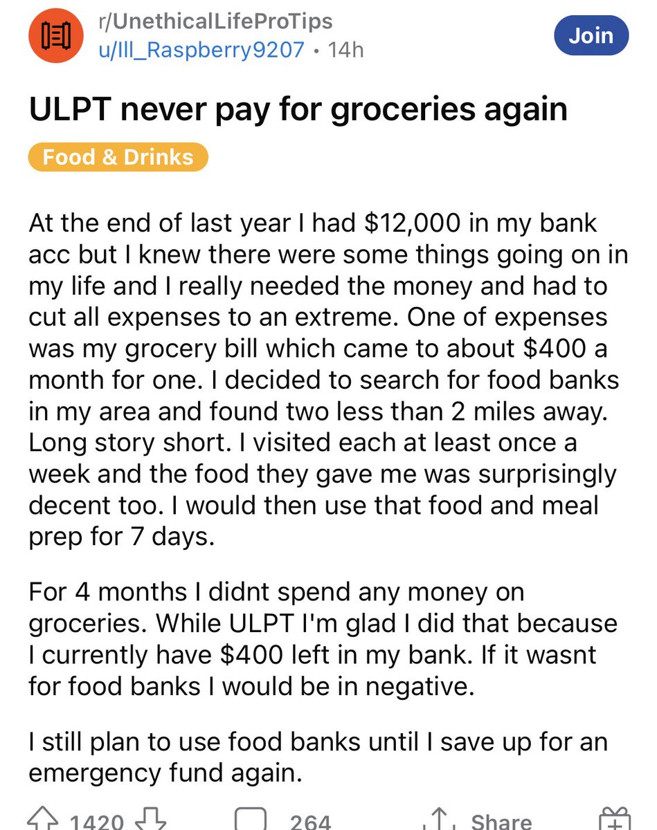 Forever_Wario's tweet image. Unethical Life Pro Tip: use food banks as they are intended to be used