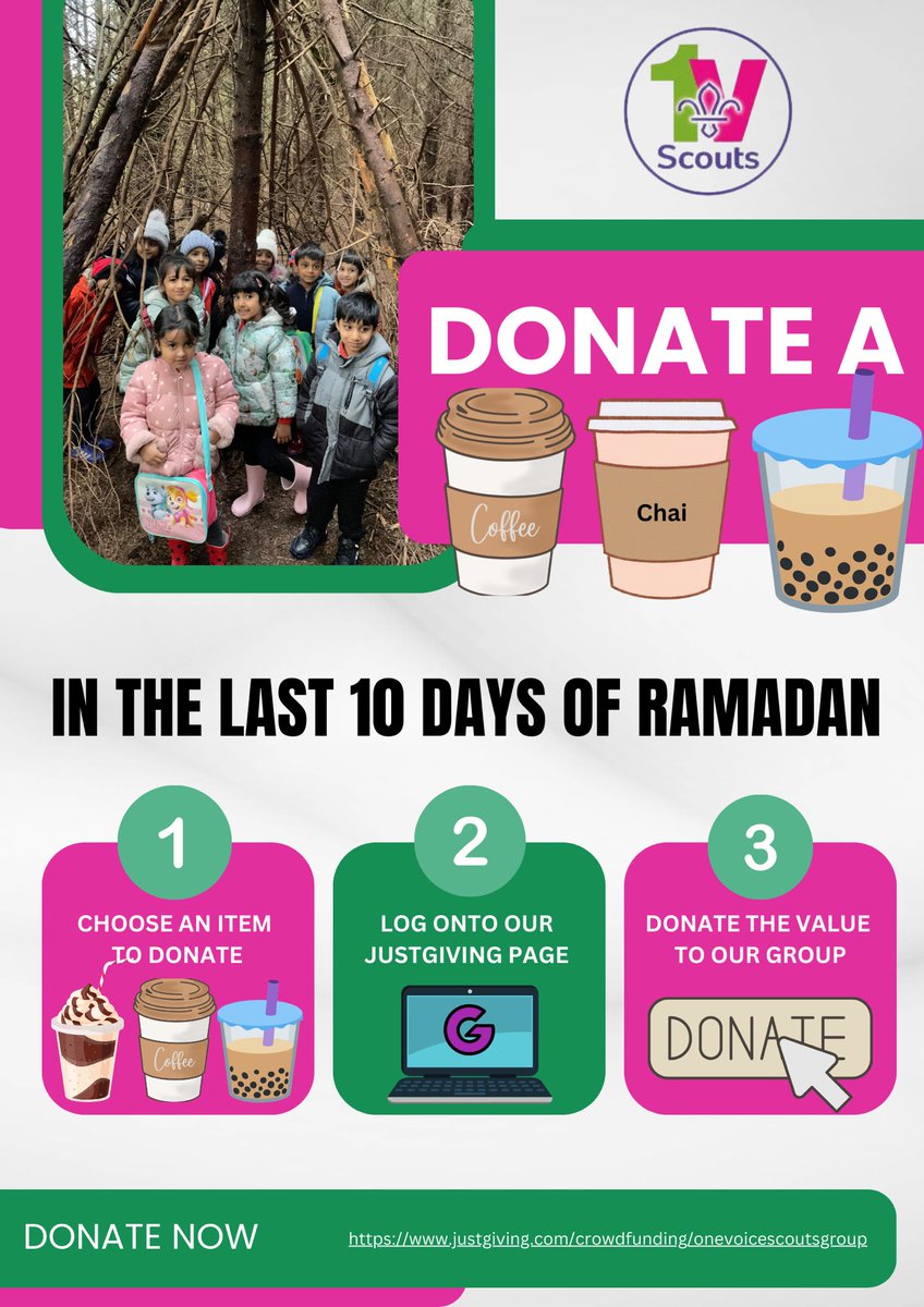 Help our scout group do more. 💪🏽

We have a passion and drive to make the future change makers! 

We are asking for people to donate the value of a chaii, coffee and desserts
Lots of small contributions can make a huge difference. 

justgiving.com/crowdfunding/o…