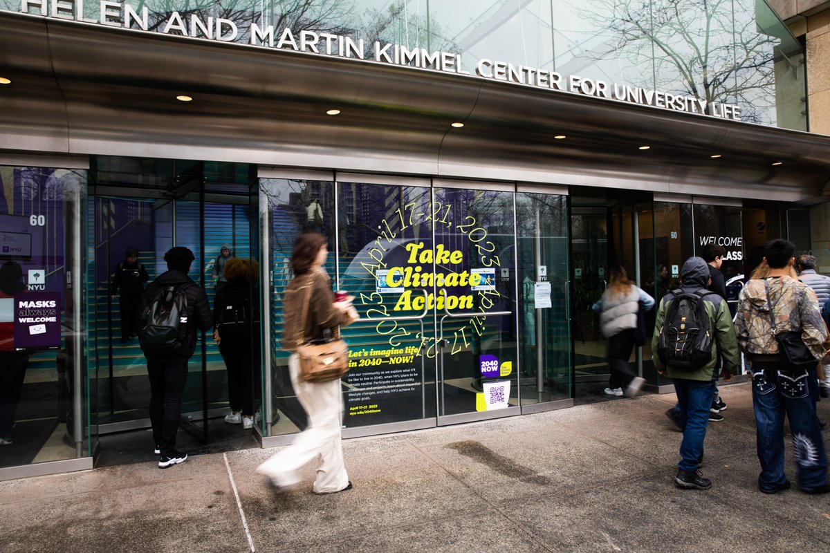 nyuniversity's tweet photo. NYU plans to be climate neutral by the year 2040, but it will take all of us to get there.  Sustainability is not a spectator sport. Join us this April 17-21 for 2040 Now as we explore this challenge and combat climate despair as a community: https://t.co/hutWs12Yg4 https://t.co/RDNMfdad4r