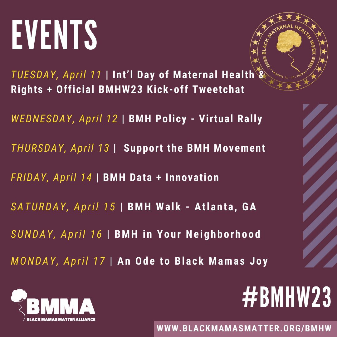 WeTestify is joining @BlkMamasMatter to celebrate Black Maternal Health Week by centering Black women’s scholarship, maternity and reproductive care work, and advocacy. Learn more at blackmamasmatter.org/bmhw #BMHW23