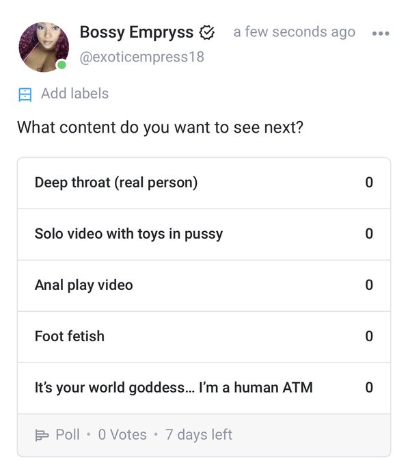 Sub to my #onlyfans link in bio! What content do you like? Comment below! #ebonyfeet #findomgoddess #sph<a href="/tag/onlyfans"class="tags">#onlyfans</a><a href="/tag/fetishist"class="tags"><span>#fetishist</span></a><a href="/tag/sph"class="tags"><span>#sph</span></a><a href="/tag/ebonyfeet"class="tags"><span>#ebonyfeet</span></a><a href="/tag/findomgoddess"class="tags"><span>#findomgoddess</span></a>