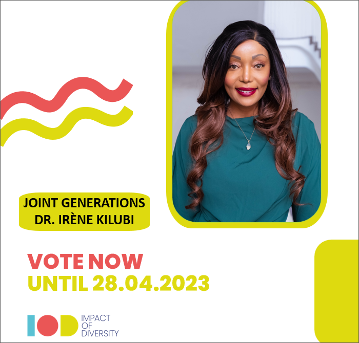 IreneKilubi's tweet photo. I am thrilled to be nominated for “The Most Influential Woman 2023" for the Impact of Diversity &amp; Frauen-Karriere-Index Diversity Award for my workwith JOINT GENERATIONS.”👉Voting started here: https://t.co/ZyWNZTYTFQ
#AgeDiversity #Diversity #JointGenerations #ReverseMentoring https://t.co/OarhNm4Y5A