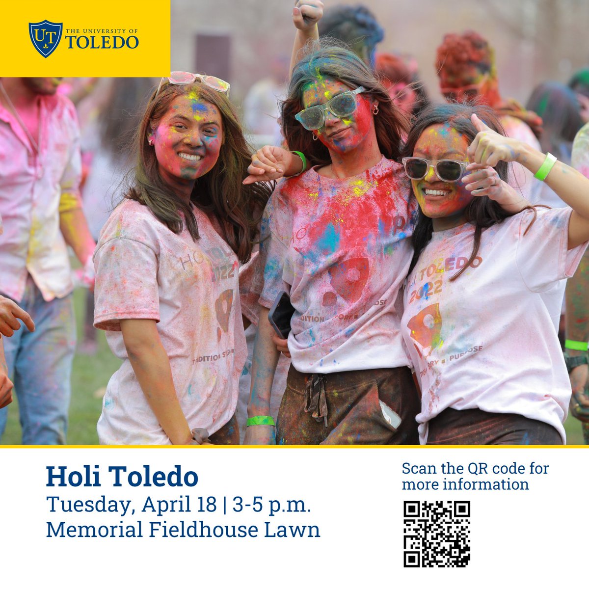 Join us celebrating HOLI Toledo 23 event taking place on Tuesday 18th April 2023. A rain date has been set for Thursday 20th April 2023. 

Don't forget to visit our table. 

#HoliToledo2023