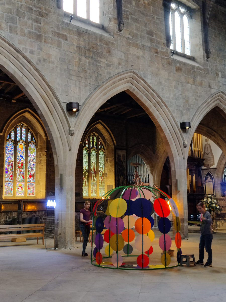 Final preparations are underway for our 'Light at the End of the Tunnel' art event, taking place across the next three evenings (11-13 April), 6:30-9:30pm: lightattheend.eventbrite.co.uk. 📸 Photos: Frederick Worrell's 'The Brass Eagle Takes Flight' and <a href="/JuliaSnowdin/">Julia Snowdin</a>'s 'Dot Dome'. 🚧