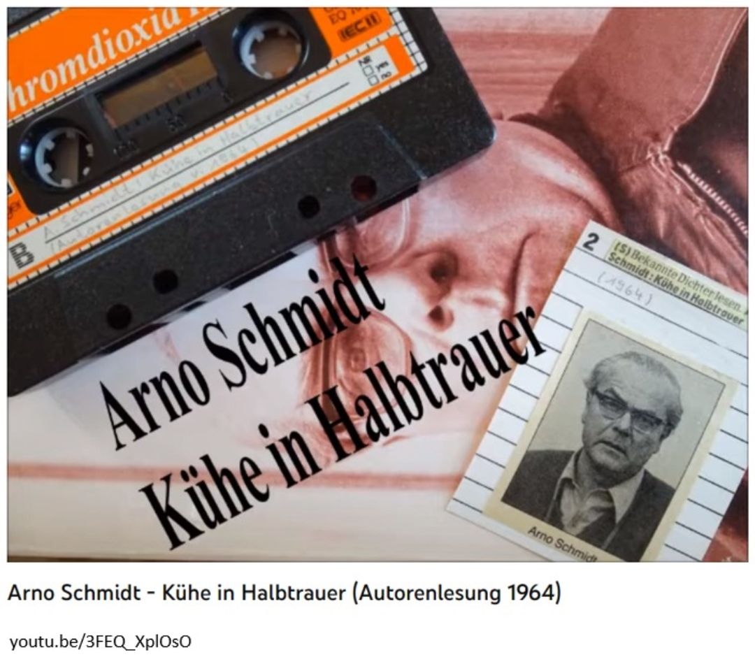BhieBkk's tweet photo. YouTube-Link unten: Sehr eindrucksvoll von Schmidt gelesen. "Und bloß nicht den Namen dieses Nachbardorfs einprägen;/ jetzt noch nicht; mit 55 muß man das Gedächtnis für's Notwendigste reservieren. #ArnoSchmidt https://t.co/0R2EH5eTxK