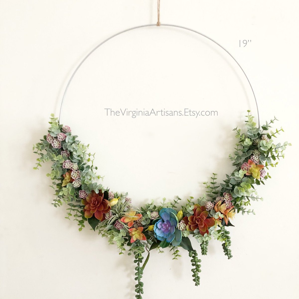 Excited to share this item from my #etsy shop: 19' Colorful Succulent Wreath, Modern Hoop Wreath Hoop Wreath #housewarming #mothersday #farmhousewreath #lasercutwood #airplants #succulentwreath #wreathsucculents #greensucculents #modernhomedecor etsy.me/40XseP3