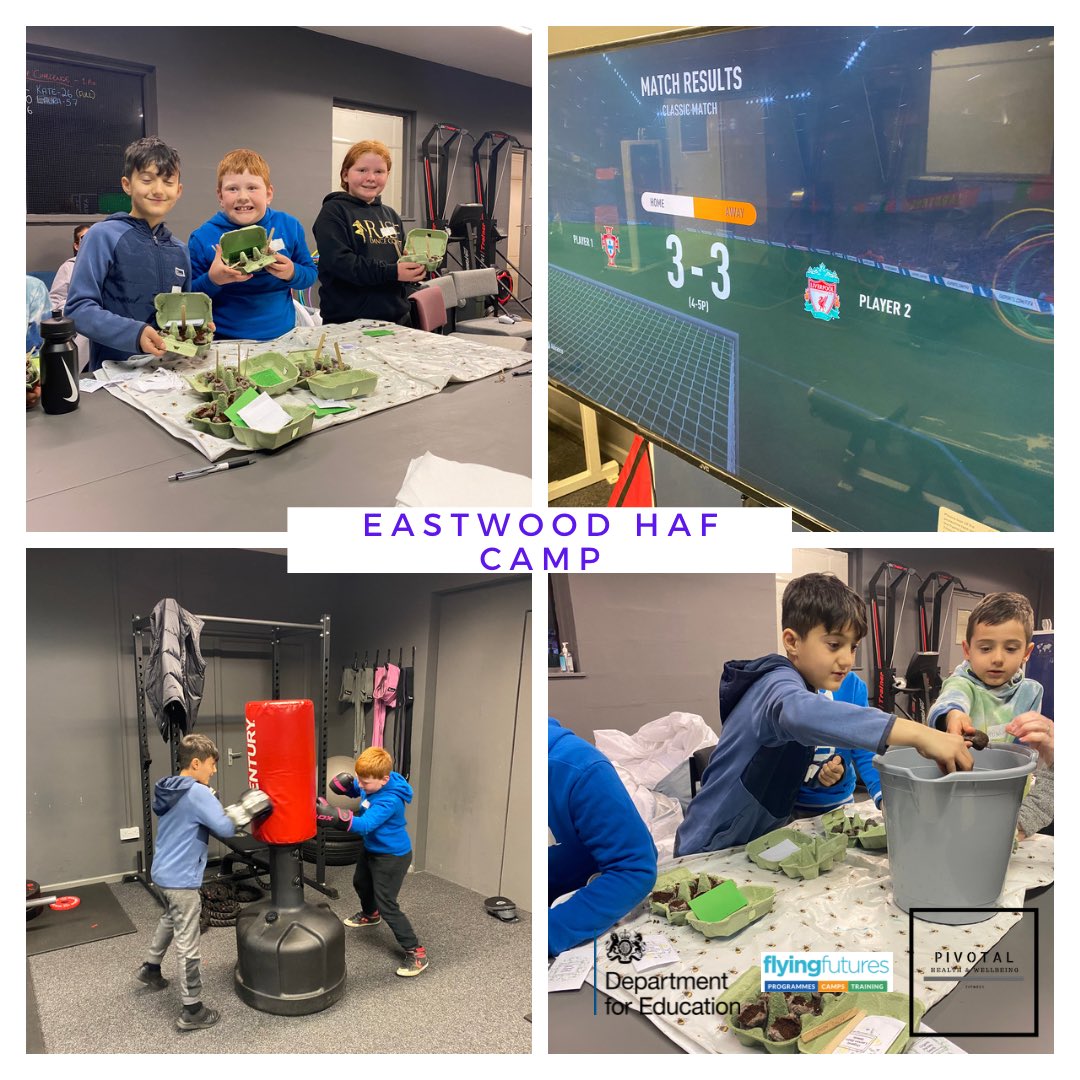 A great first day of our Eastwood HAF Camp! 

We played lots of games, completed a fitness circuit, planted seeds, had some yummy pizza &amp; salad for lunch &amp; we even had time for Fifa &amp; Crash Bandicoot! 💥 

Ready for more fun tomorrow!