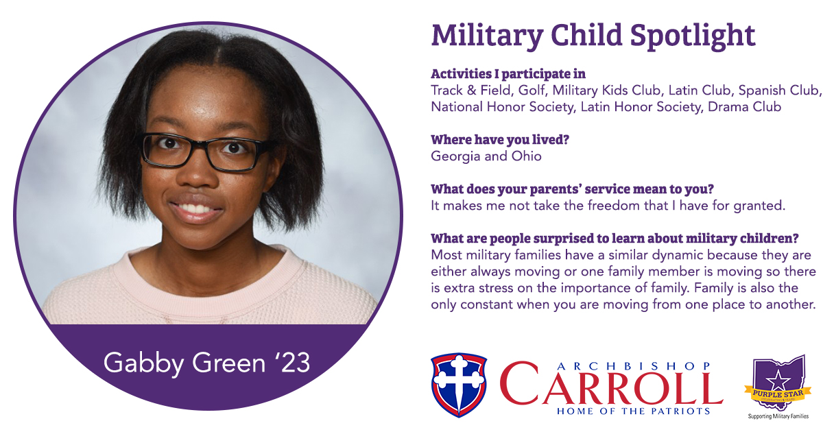 🟣Military Child Spotlight🟣

Meet Gabby Green '23!

#purpleup4militarykids #MIC3Compact