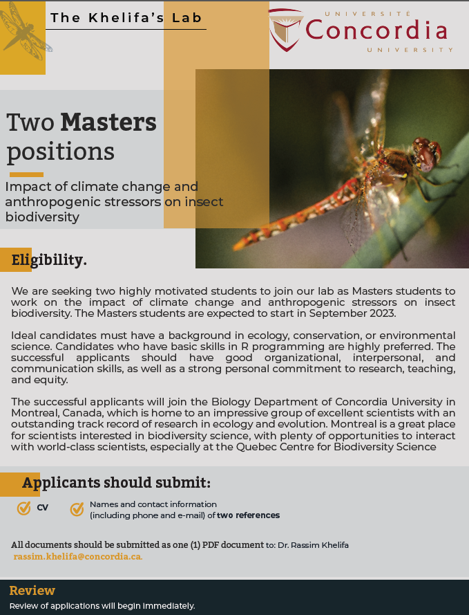 Rassim Khelifa (@rassim_kh) on Twitter photo 🚨🚨🚨 Two open masters positions in my lab <a href="/Concordia/">Concordia University</a> 🇨🇦 (Montreal) <a href="/biologyatCU/">Biology at Concordia</a> please apply if you are interested in #biodiversity #ecology #GlobalChange #sustainability 🚨🚨🚨 Two open masters positions in my lab <a href="/Concordia/">Concordia University</a> 🇨🇦 (Montreal) <a href="/biologyatCU/">Biology at Concordia</a> please apply if you are interested in #biodiversity #ecology #GlobalChange #sustainability