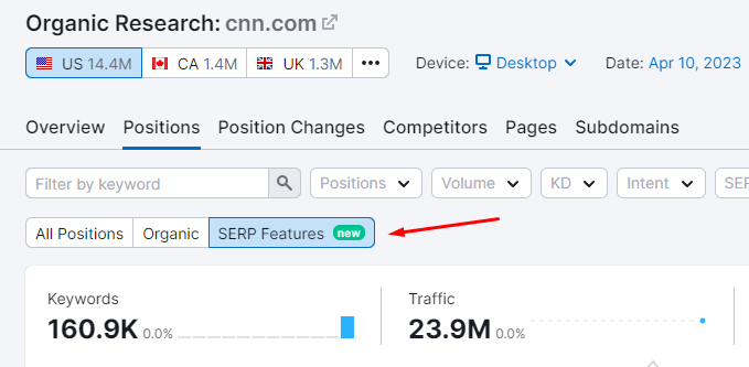 glenngabe's tweet photo. Whoa, new feature in @semrush. They rolled out a SERP feature upgrade. i.e. The urls, position, &amp; est. traffic from 38 SERP features like Top Stories, PAA, Recipes, Web Stories, etc. It's in the keyword overview reporting &amp; the organic research reporting https://t.co/nPt9QwWtD5 https://t.co/sdUDyNiDPb