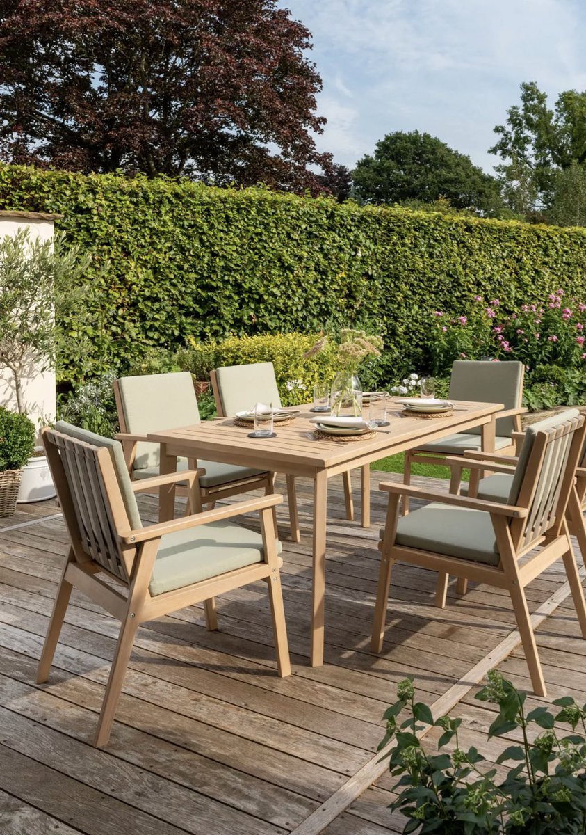HouseFurnitur3's tweet photo. Enjoy spring weather while relaxing at the garden with your pets! #NationalPetDay This dining set includes six dining chairs and a rectangular dining table. The set is weatherproof and can be left outside all year round! #SpringBreak2023 #GardeningTwitter https://t.co/uxsUKhKDG5