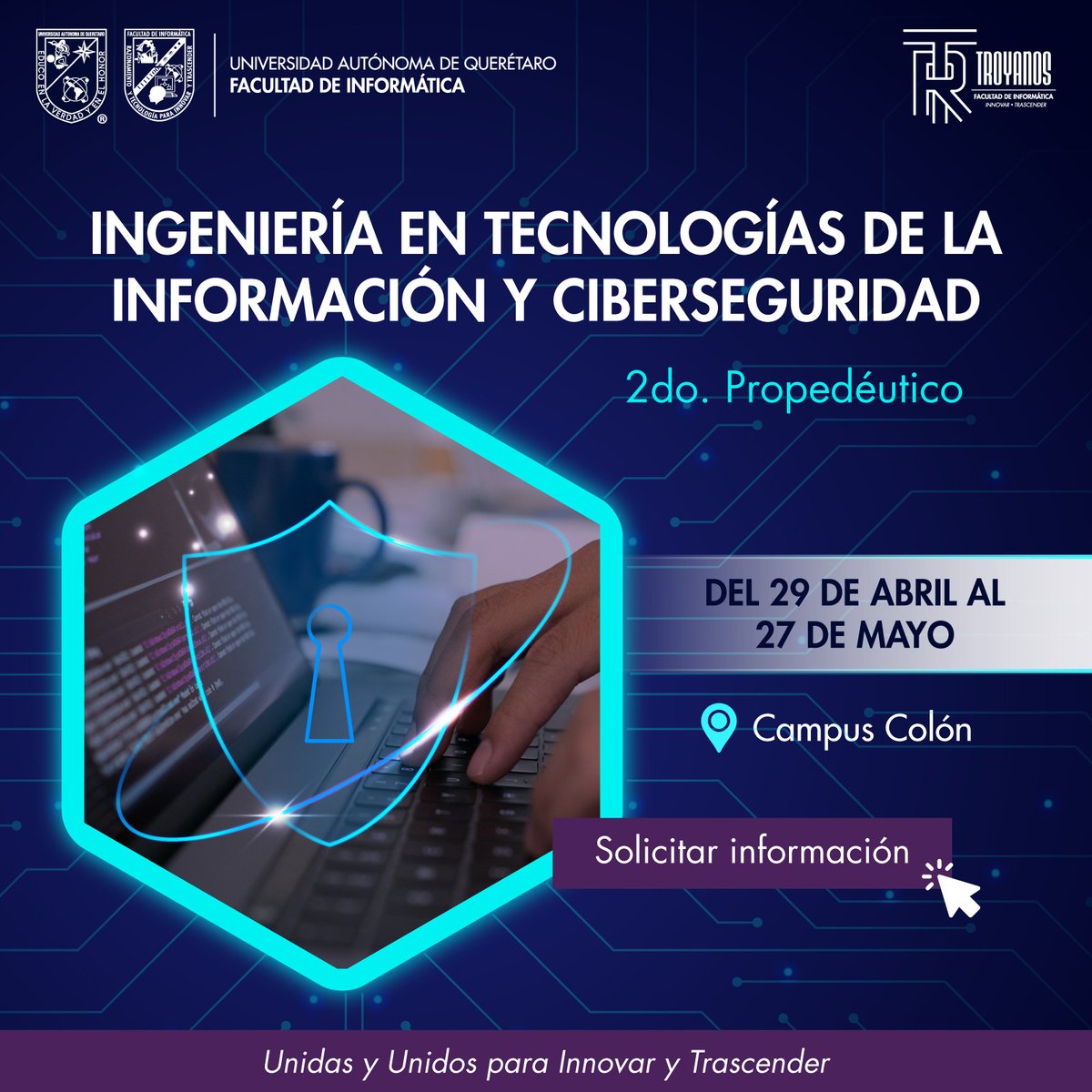 2do Curso Propedéutico para Ingeniería en Tecnologías de Información y Ciberseguridad.

📍 Campus Colón  

uaq.mx/informatica/de…

Informes: (442) 192 1200 ext. 5915