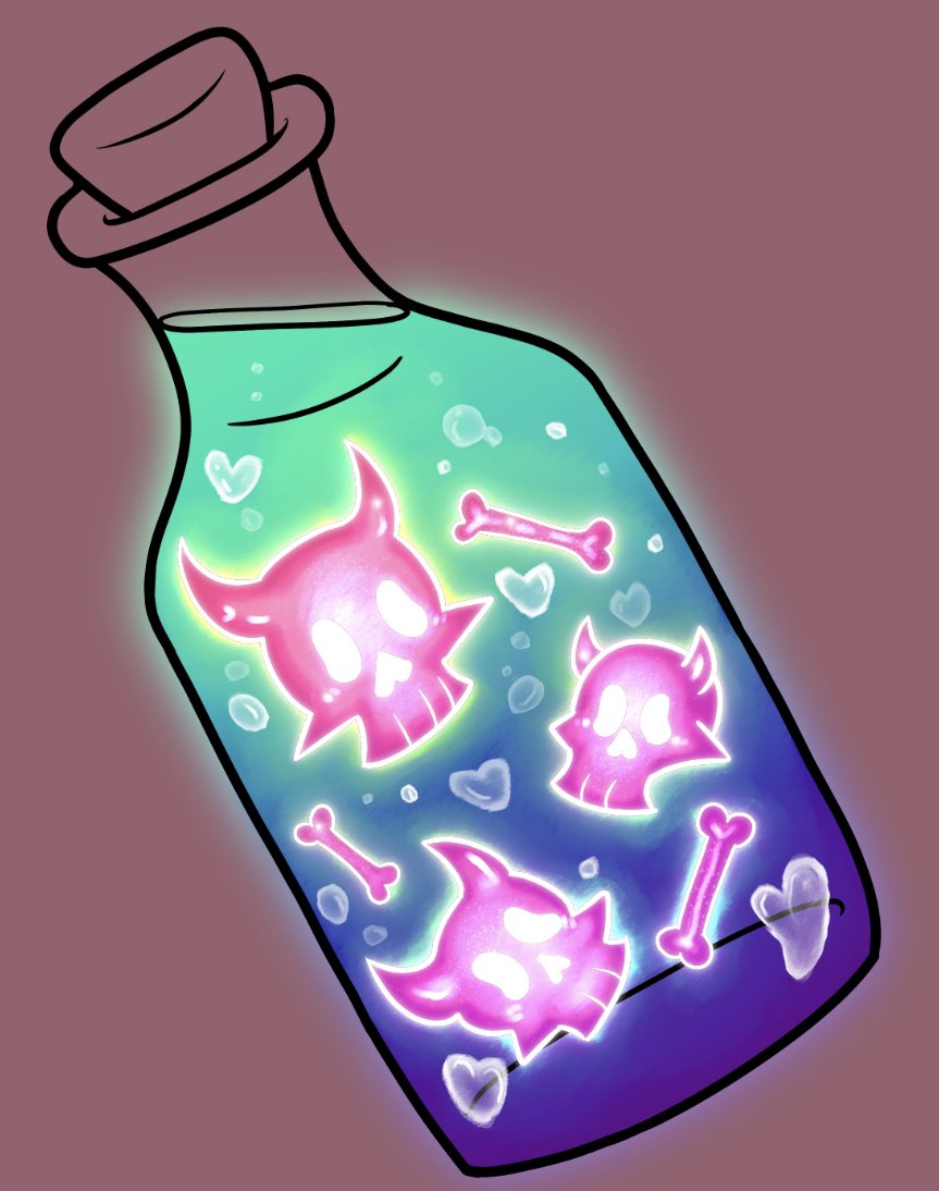 SillyPinkPonies's tweet image. WIP! Hope y’all like it. 
#PotionBottle #GreenGoo #PinkGlow #SkullPotion #FantasyArt #MagicPotion #Witchcraft #AlchemyArt #DarkArt #GothicArt