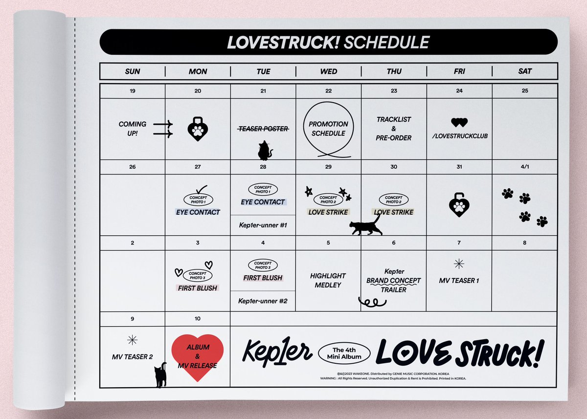 Kep1er's latest album promotion schedule is out and Kep1ian are already counting down the days! Get ready to be lovestruck with our new mini album, set to drop on April 10th at 6PM KST. Don't miss out on the excitement!