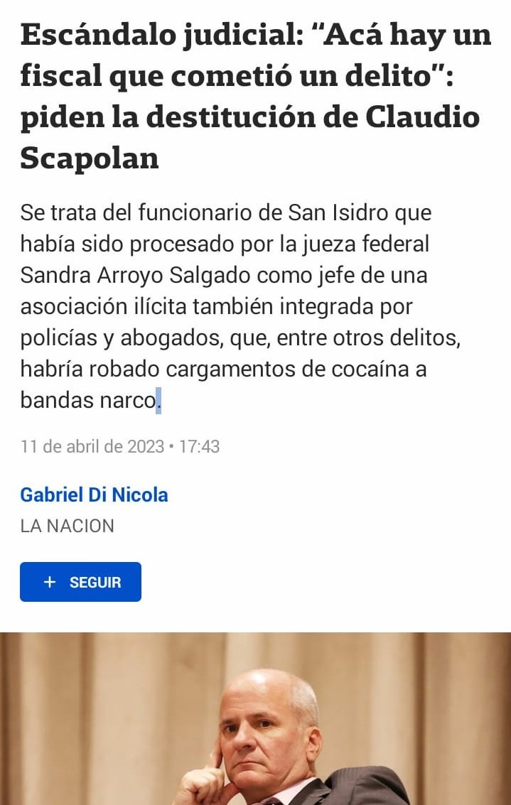 julialopez8511's tweet photo. Piden la destitución de Claudio Scapolan. Entre otros delitos, habría robado cargamentos de cocaína a bandas narco... https://t.co/W7GH6XJYUJ