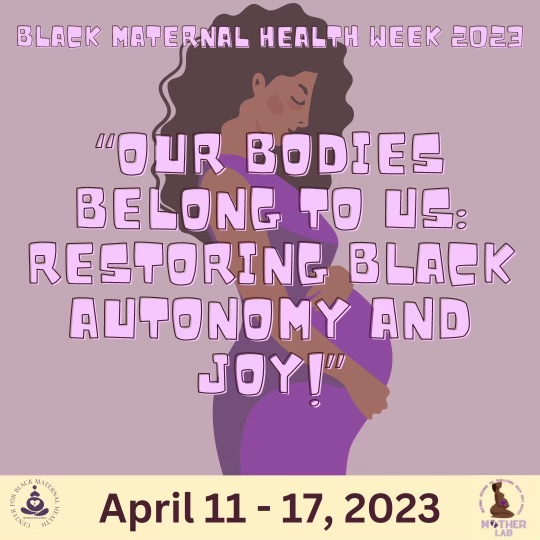 MOTHERLAB20's tweet photo. Happy Black Maternal Health Week! This week’s theme is “Our Bodies Belong to Us.” Founded by the Black Mamas Matter Alliance, BMHW is a week of awareness, activism, and community building. Join us in amplifying the voices of Black Mamas and the values of reproductive justice. https://t.co/d3K3PrYguh