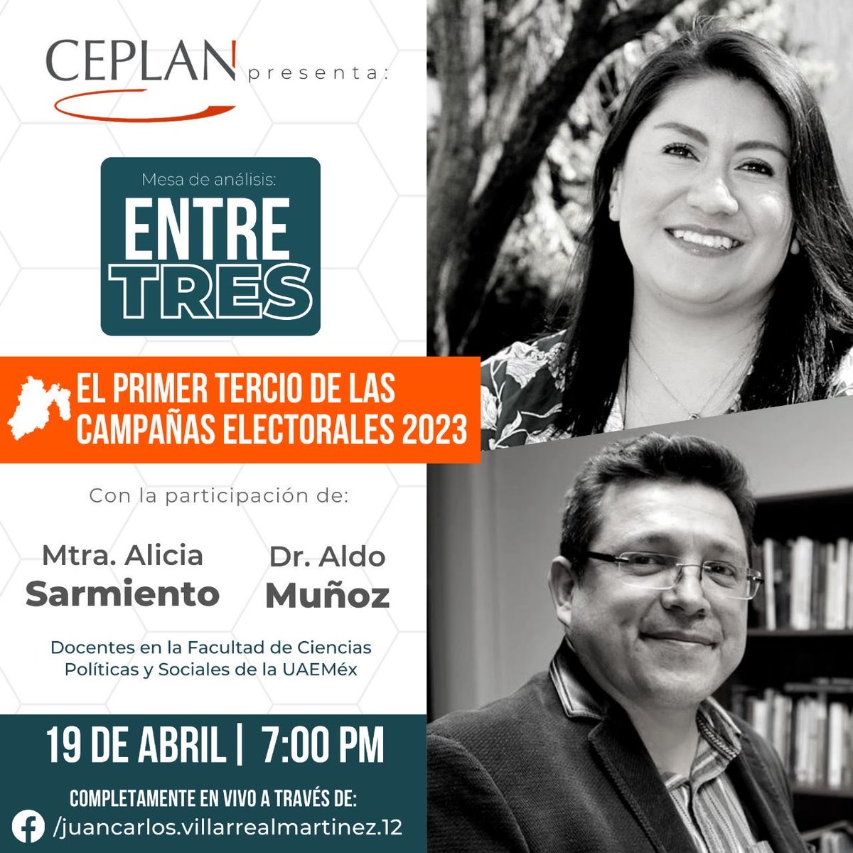 El <a href="/ceplan_sc/">CEPLAN SC</a> vuelve con la mejor mesa de análisis político del Estado de México y, para reflexionar sobre el primer tercio de la campaña para renovar la gubernatura, nos acompañan los queridos <a href="/alisarmiento_/">Alicia Sarmiento</a> y <a href="/aldomunoza/">Aldo Muñoz</a> acompáñanos y participa: