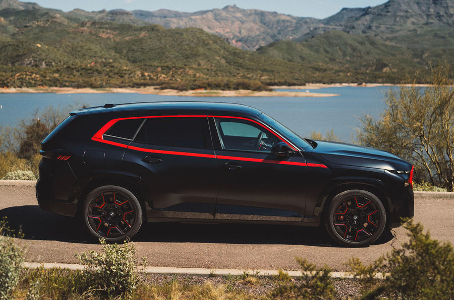 autocar's tweet image. BMW has revealed the £170,860 XM Label Red - an uprated version of its hybrid super-SUV 🔥 It packs 738bhp, 738lb ft and some eyecatching visual changes... buff.ly/41lgmq1