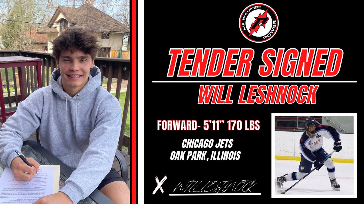 westbendpower's tweet photo. 🚨TENDER ALERT🚨

The Power is proud to announce the signing of Will Leshnock for the 2023-2024 season!

Will has played 42 games this season with the Chicago Jets and has produced 21 goals and 14 assists. 

Welcome to the Power!
#PowerSurge https://t.co/ootxefpU7x