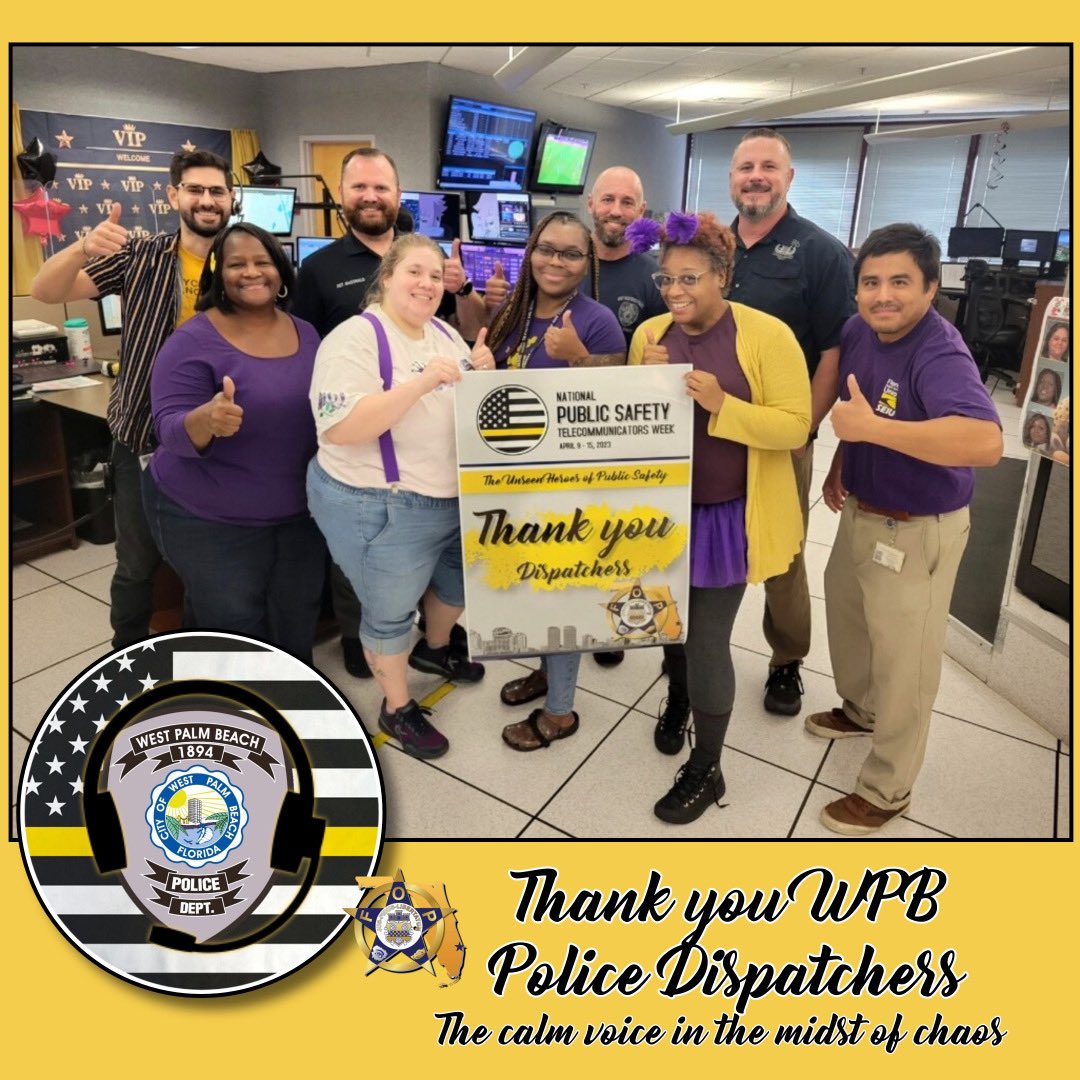 fopwpb's tweet photo. FOP showing our appreciation for the work of our @WestPalmPD dispatchers. #nationaltelecommunicatorsweek #westpalmbeachpolice #westpalmbeach #WPBFOPConnectingWhileProtecting https://t.co/RobSG0bxrV