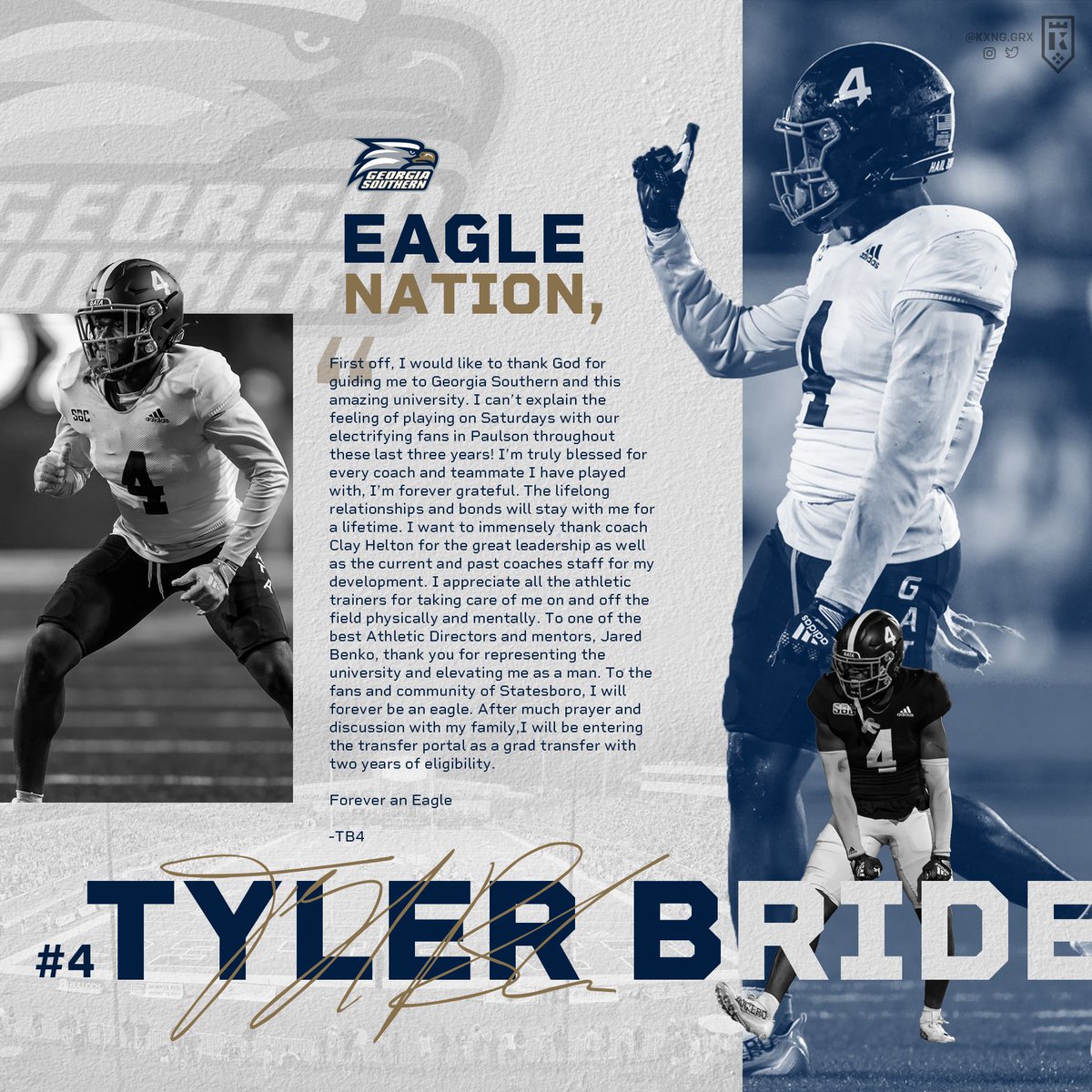 TylerBride2's tweet photo. Thank you God 🙏🏾

Eagle Nation, it’s been a blessing. Forever an Eagle 🦅🦅
*Grad Transfer* https://t.co/xIO3IRUWyD