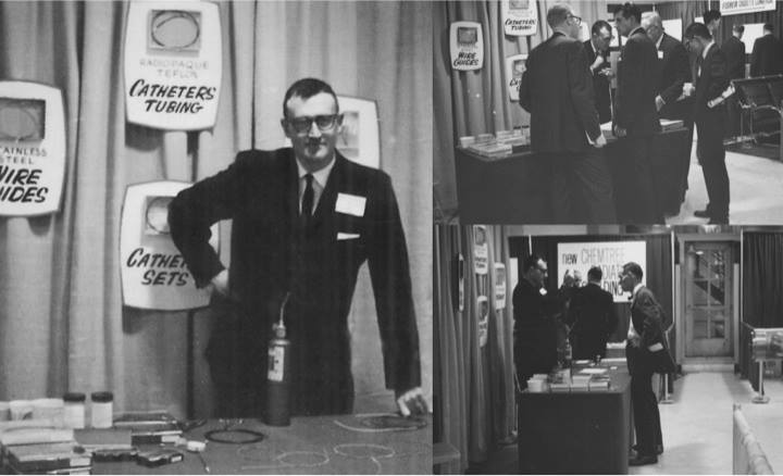 cookvascular's tweet image. Bill Cook's first RSNA booth at the Palmer House Hotel in Chicago. It was at this meeting that Mr. Cook met Dr. Charles Dotter, forming a partnership that would shape the future of interventional medicine. bit.ly/310eI3s #CookHistory #InterventionalMedicine #1963