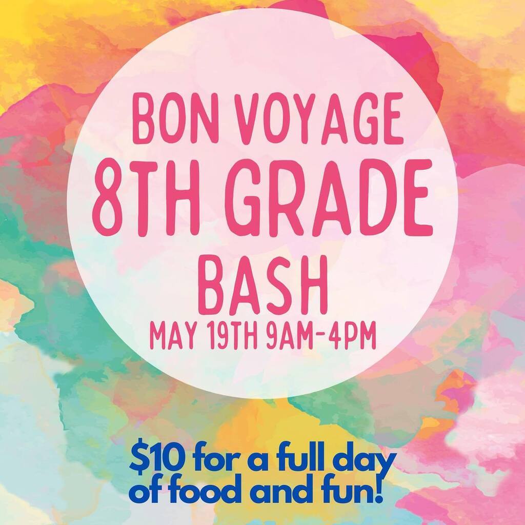 On Friday, May 19th during school, the 8th grade KMS teachers and PTA we be hosting the first "Bon Voyage Bash" for our 8th grade class of 2022-2023 to enjoy a full day of fun, jam packed with bounce houses, games, food, and fun! 

The cost is $10 per st… instagr.am/p/Cq6ZMPuPICQ/