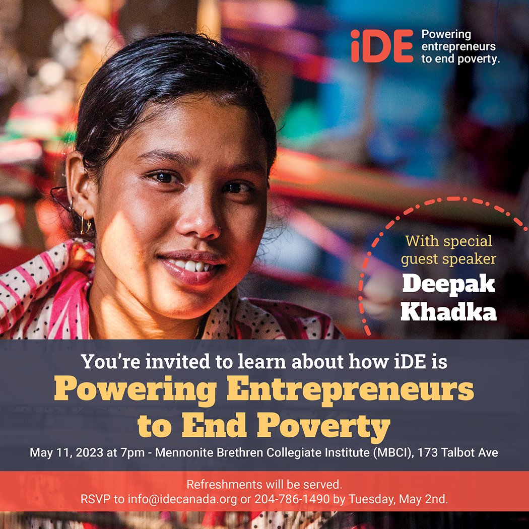 Deepak Khadka, iDE’s Asia VP, will share inspiring stories of entrepreneurs making a real and lasting difference in their communities, and why “powering entrepreneurs” is such a powerful strategy to end poverty.